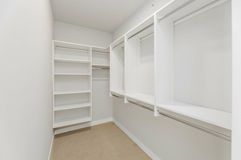 Walk-in closet with built in shelves