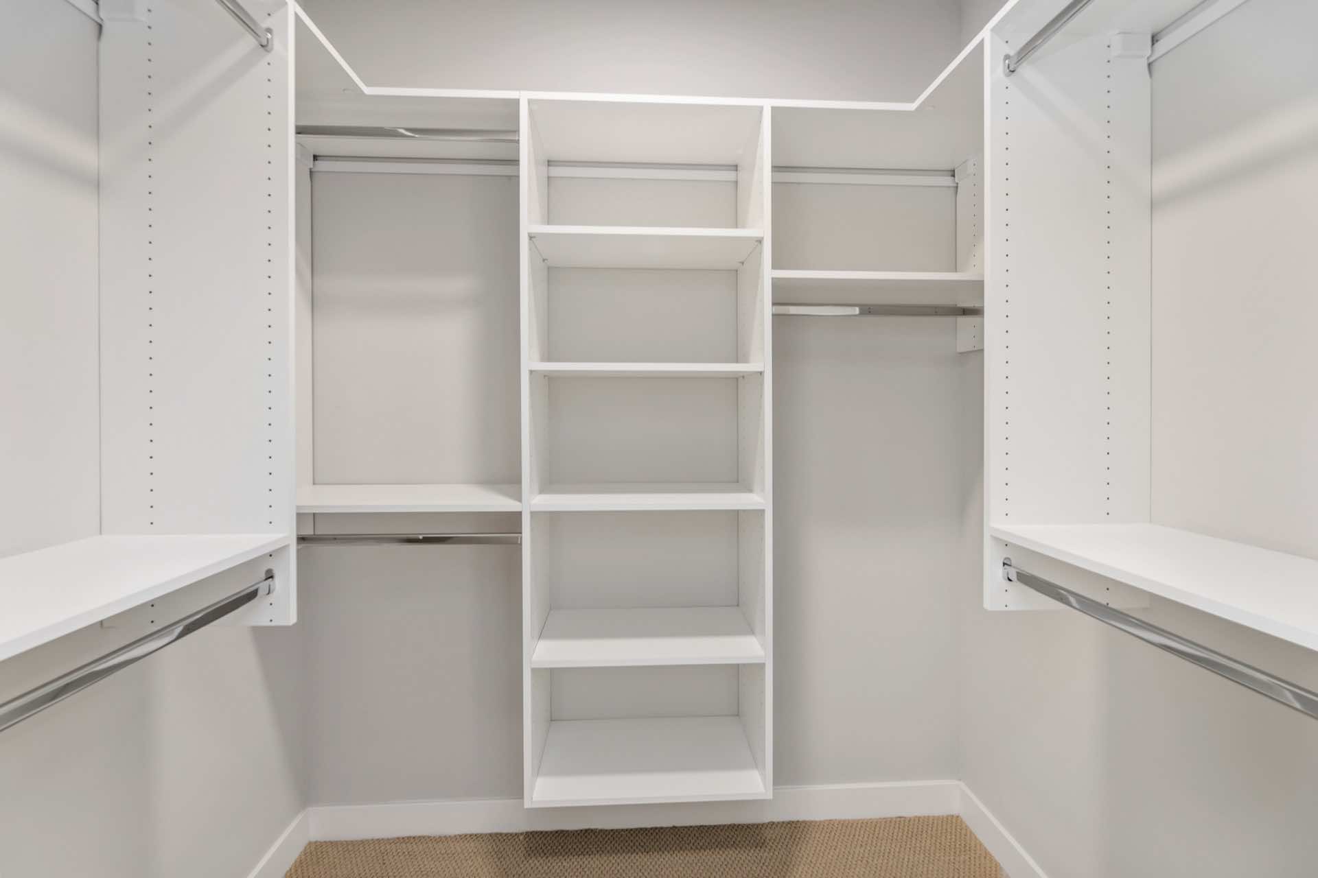 Walk-in closet with built-in shelves